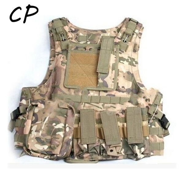 

quick release modular molle ciras tactical assault vest combat hunting vests includes mag pouch acessory bag cp, Camo;black
