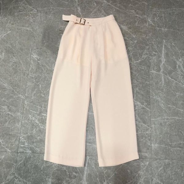 

2020 ladies fashion loose side belt trousers 0609, Black;white