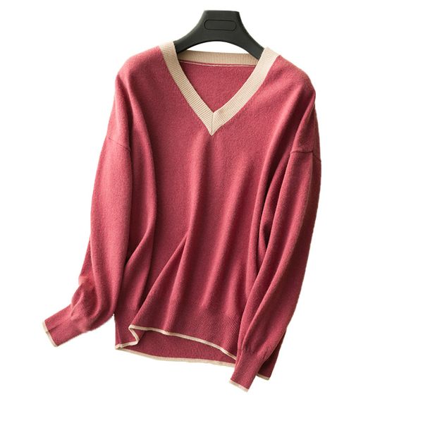 

2019 womens winter 100% pure cashmere sweaters and autumn women knitted pullovers warm female v- neck solid casua, White;black