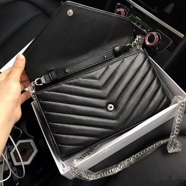 

new designer luxury handbag sheepskin caviar metal chain gold and silver designer handbag leather bag flip diagonal shoulder bag with box