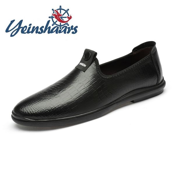 

business loafers genuine leather luxury design italian shoes men comfortable casual real leather handmade mens shoes, Black