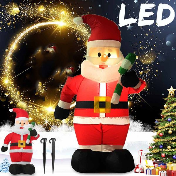 

1.2m led air inflatable crutches santa snowman claus with blower garden outdoor layout christmas decor figure kids classic toys