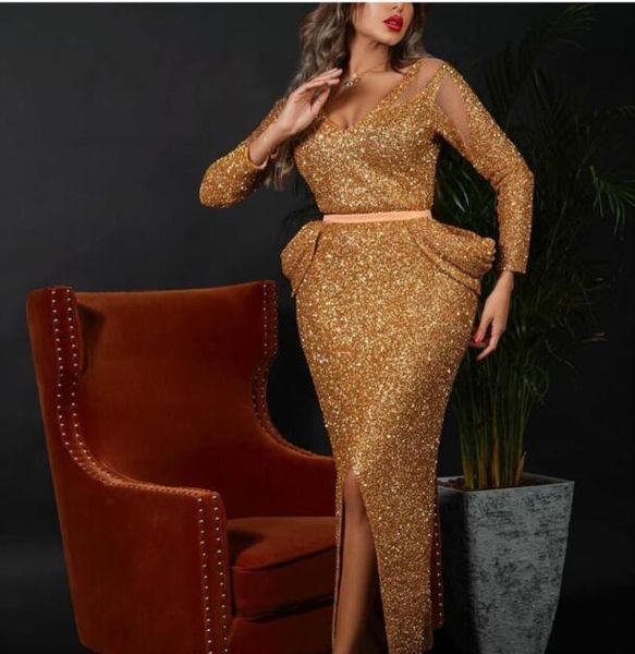 

evening dress youself aljasmi larourjoisie bodycon dresses v-neck sheath column ankle-length long sleeve rhnestone crystal before the split, Black;pink