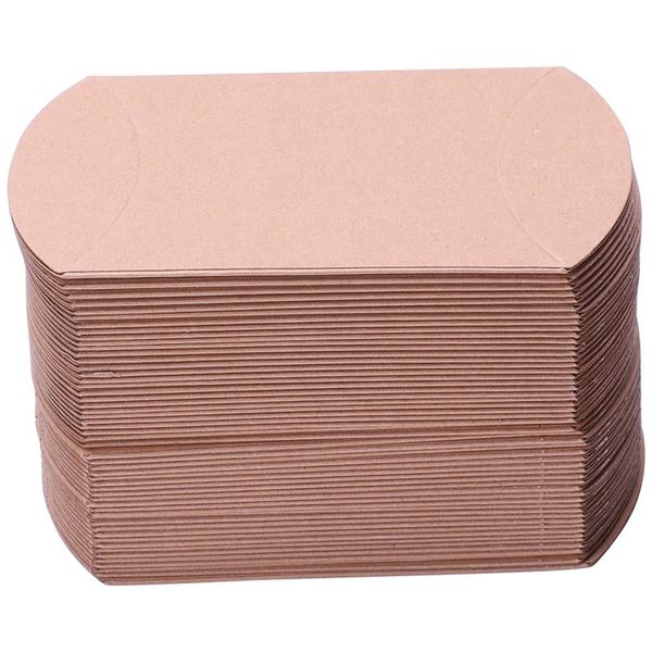 

52pcs wedding favor box cute paper pillow party favour gift cake candy bag brown dinnerware sets