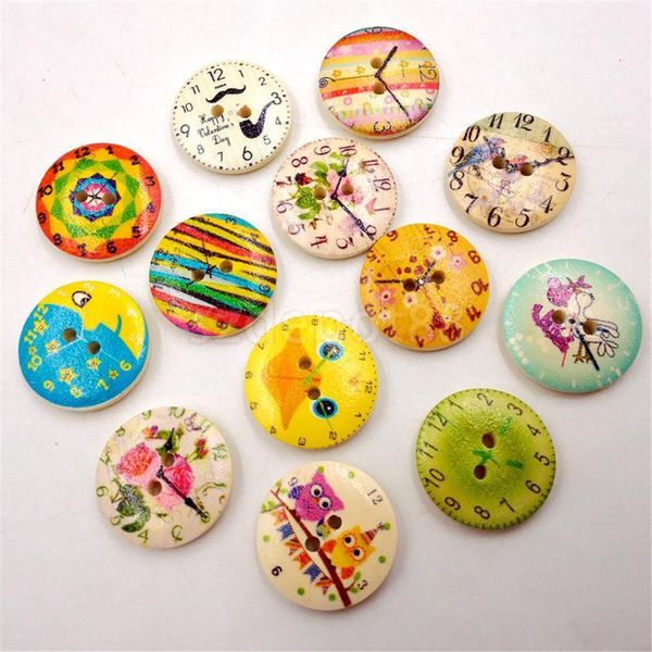 

50 pcs vintage 20mm diy wooden buttons round 2-holes sewing scrapbooking home kit tools p30, Blike;white