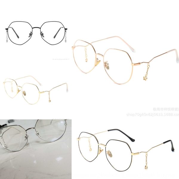 

plain mirror female star pendant personalized polygon pendant glasses frame male metal glasses frame, Silver