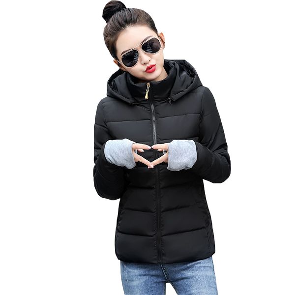 

4xl 5xl big size autumn winter female jacket 2019 fashion women parka hooded winter jacket women long sleeve coat female, Tan;black