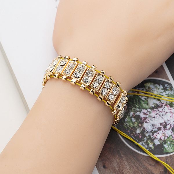

fashion golden adjustable punk bracelets for women girl bracelet & bangle crystal rhinestone multi-layer bracelet female, Golden;silver