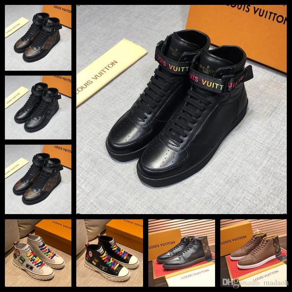 

21fw autumn winter high designers men's vulcanized shoes fashion lace-up flats sneakers men skate shoes basket femme chaussure h, Black