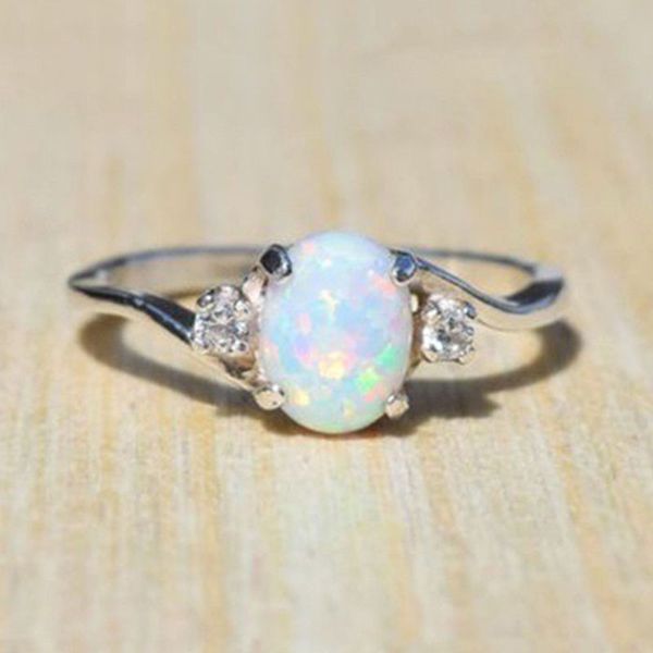 

big gemstone opal rings women solitaire wedding ring fashion jewelry will and sandy drop ship, Golden;silver