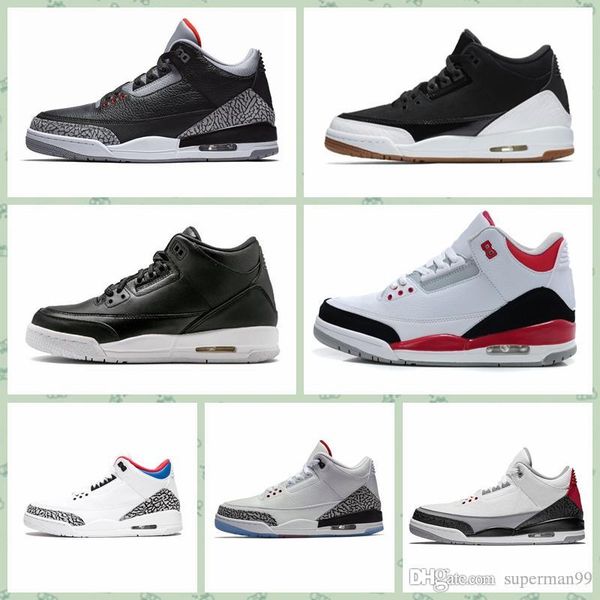 

j003ma designer shoes 3 men basketball shoes black cement cyber monday katrina quai 54 fire red jumpman 3s sneakers shoes size40-46