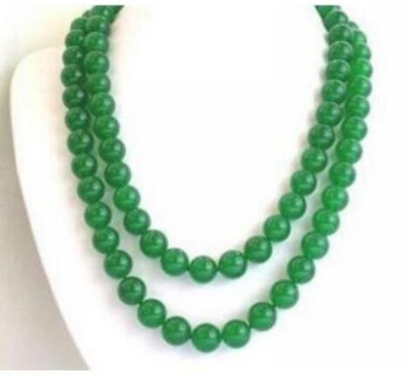 

+ charming 10mm green stone necklace 32", Silver