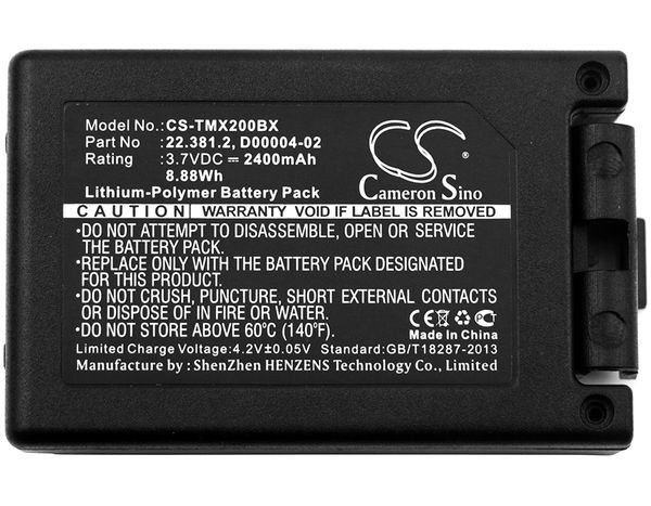 

cameron sino 2400mah аккумулятор 22.381.2, d00004-02 для teleradio tg-txmnl, передатчик tele radio tg-txmn