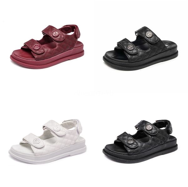 

2020 summer new retro classic camellia womens sandals comfortable pinch flat womens shoes beach sandals plus size women shoes#853, Black