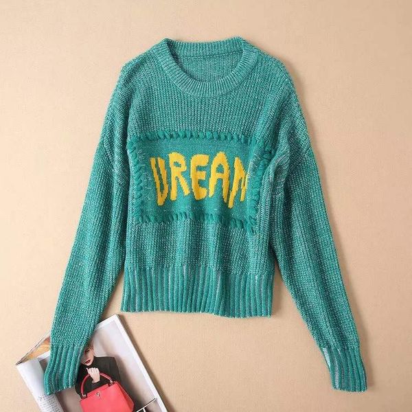 

women knitted blouse tide letter long sleeve sweater casual outerwear loose stretch autumn shirt, White;black