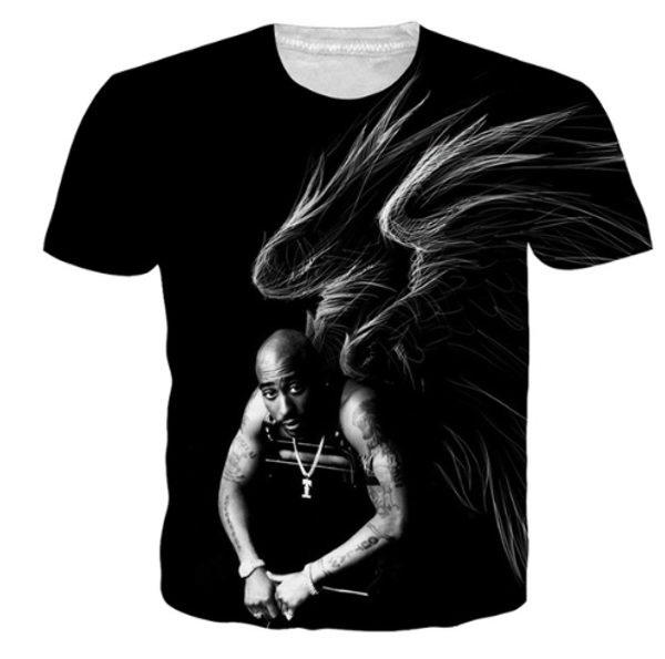 

popular singer rapper tupac 2pac t shirt men women funny 3d print summer short sleeve o neck crewneck casual a172, White;black