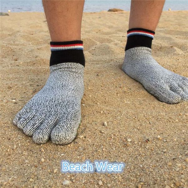

1 pair comfortable 5 toe cut resistant socks non slip yoga stockings hiking running climbing arefoot socks, Black
