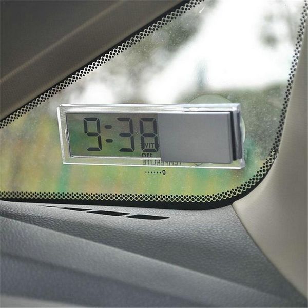 

mini digital car electronic clock mini durable transparent lcd display digital with sucker universal