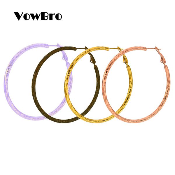 

vowbro new gold color circle earrings, stainless steel big round wives hoop earrings gifts for women, Golden;silver