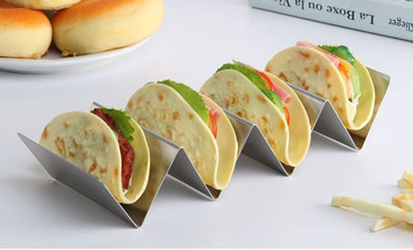 Stilvoller Edelstahl Taco Halter Stand Taco LKW -Tablettstil Mexikanischer Lebensmittelregal Ofen sicher zum Backen von Geschirrspüler