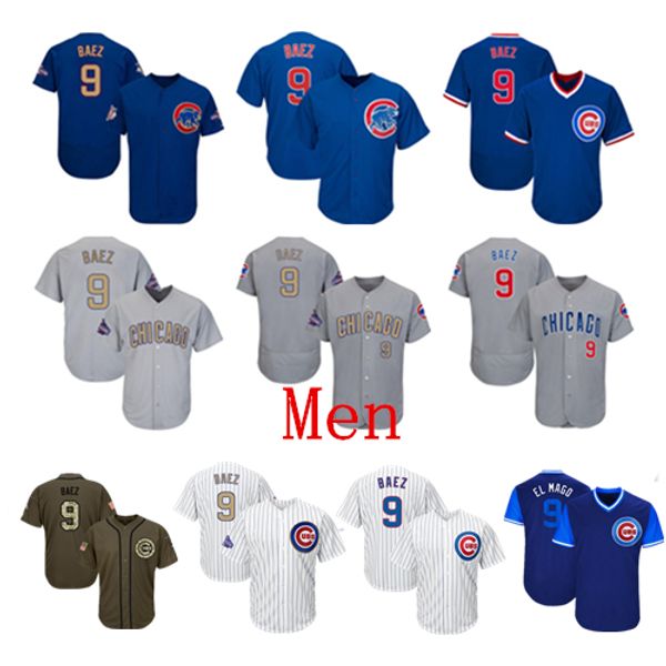 

Mens Chicago Cubs Baseball Jerseys 9 Javier Baez Jersey White Blue Gray Grey Green Salute Players Weekend All Star