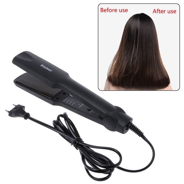 

km-329 professional salon electric hair tourmaline ceramic heating plate hair straightener styling tool, Black