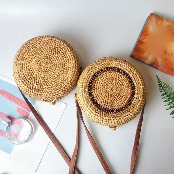 

#h15 women circle handmade woven straw bag bali round retro rattan bag crossbody bags for women small handbags sac main femme