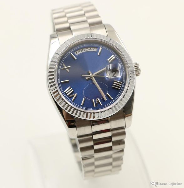 

2020 classicluxury day date automatic mechanical series silver quality stainless steel strap sapphire mirror 228239 40mm blue plate, Slivery;brown