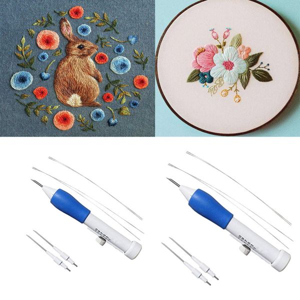 

magic diy embroidery pen set knitting sewing tool kit punch needle stitching weaving tool fancy adults diy embroidery, Black
