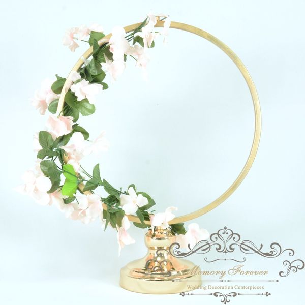 

latest wedding decoration table centerpiece new design circle round flower stand gold metal floral vase rack decorative column