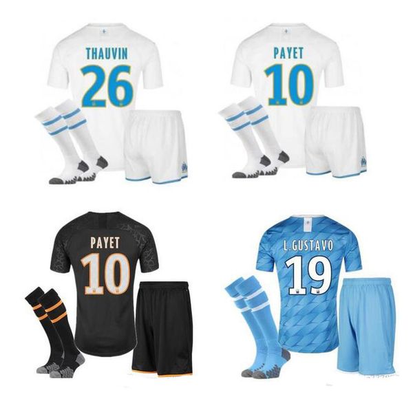 

Adult kit 2019/20 Olympique de Marseille BALOTELLI LOPEZ Soccer jersey PAYET L.GUSTAVO 2020 OM youth Football shirt THAUVIN Maillot De Foot