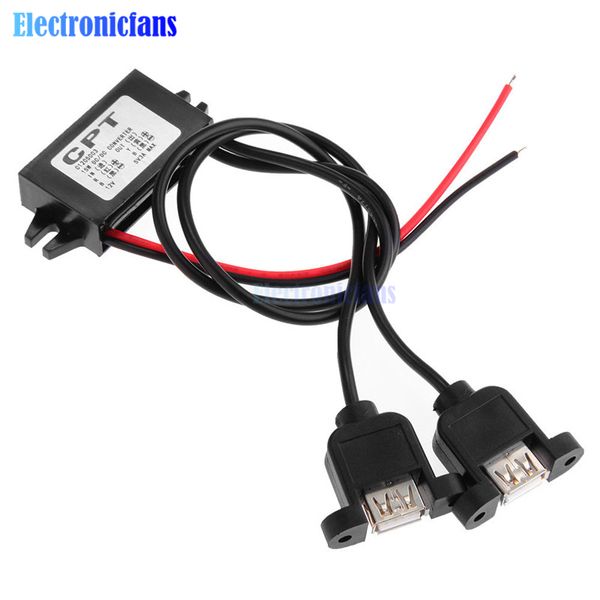 

dc-dc car power converter step-down 12v to 5v 3a 15w power module dual usb output adapter low heat 96% high conversion