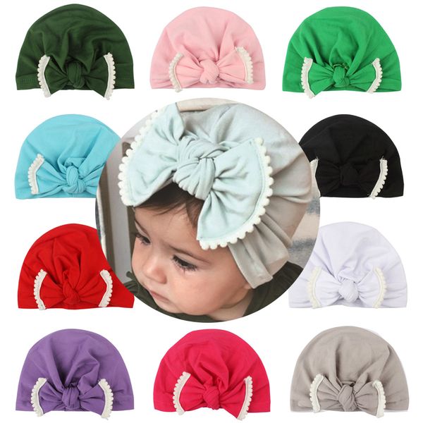 

kids designer hats infant toddle bow lace knotted cotton caps headbands hat baby girl hair accessories children boys girls cap bandanas, Slivery;white