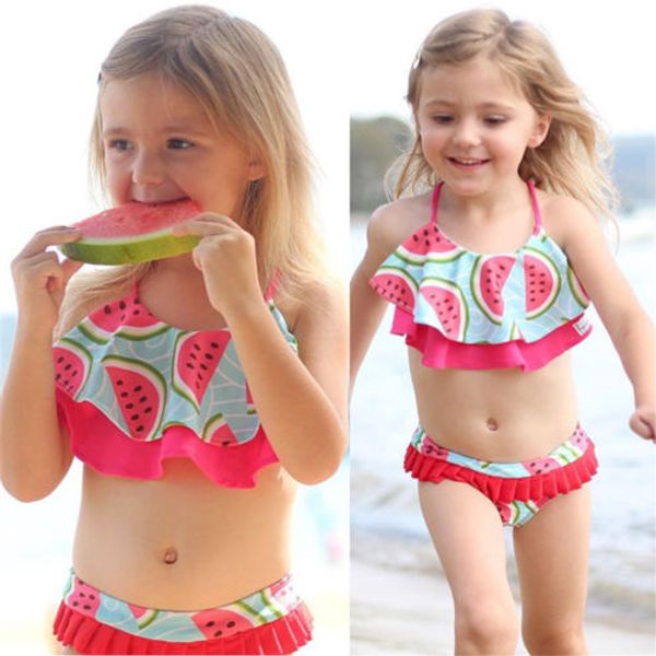 

2018 summer kids baby girl watermelon tankini bikini set swimwear swimsuit bathing suit beachwear