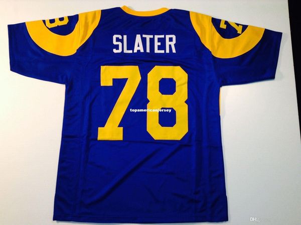 

retro custom sewn stitched #78 jackie slater blue mitchell & ness jersey men's football jerseys rugby, Black;blue