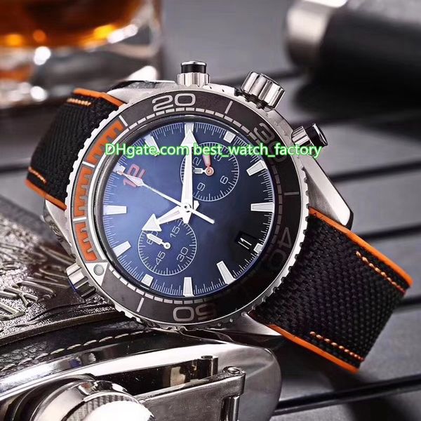 

3 style elling watch 45.5mm planet ocean co-axial rubber bands stainless steel vk quartz chronograph workin mens watches, Slivery;brown
