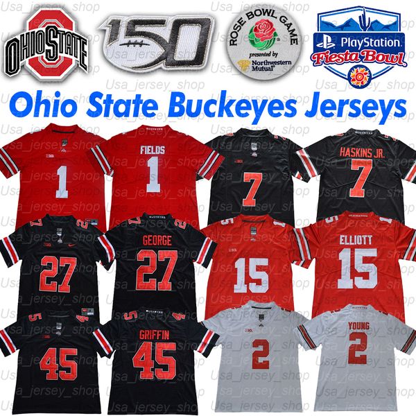 

ohio state justin fields buckeyes jersey jk dobbins chase young 15 elliott dwayne haskins jr. nick bosa archie griffin eddie george, Black;red