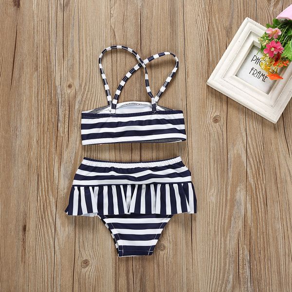 

telotuny 2020 summer toddler kids baby girls stripe bowknot swimwear swimsuit bikini outfits baby girls swimwear 6m-5t, White