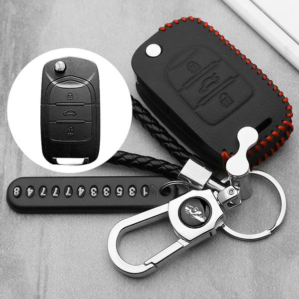 

new arrival car key ring leather auto car key case cover for baojun 510 310w 730 560 630 folded styling