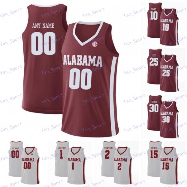 

custom alabama crimson tide 2020 basketball any name number 2 kira lewis jr. 11 james bolden 13 jahvon quinerly red white jersey 4xl, Black