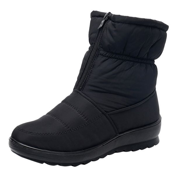 

women's outdoor boots winter snowboots shoes ladies winter waterproof short snow boots footwear warm shoes zipper warm, Black