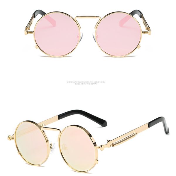 

luxury-2018 new vidano optical round metal sunglasses steampunk men women fashion glasses brand designer retro vintage sunglasses uv400, White;black