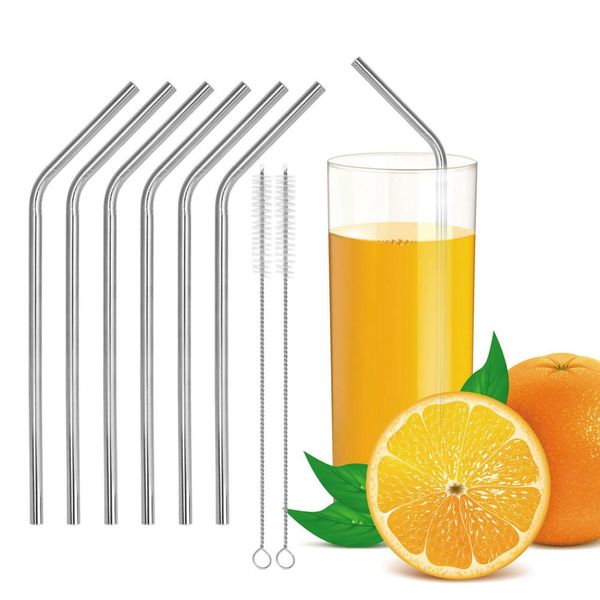 

соломинка для питья 6 изогнутая соломка + 2straw brush костюм для молочного многоразового использования