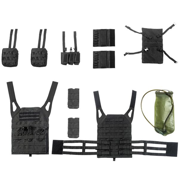 

yakeda jpc lightweight tactical airsoft vest with 2l water storage bladder bag and hydration bladder - black + tan, Black;green