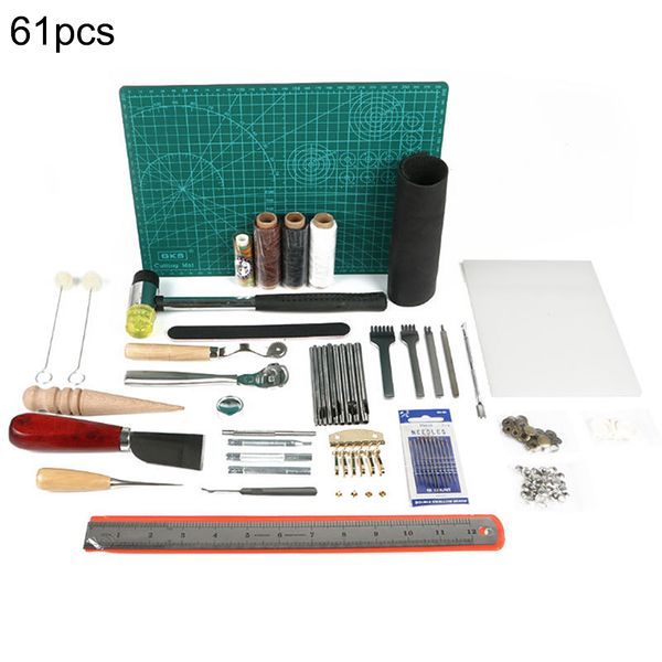 

61pcs leather craft tool leather sewing tools kit diy hand stitching tools for sewing canvas, Black