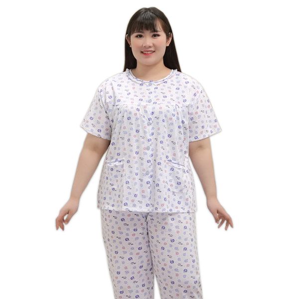 

5xl с коротким рукавом брюки пижамы наборы женщин 100% хлопок пижамы пижамы fresh floral пижамы женские 130 кг xxxxxl большой размер, Black;red