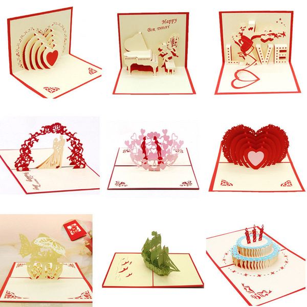 

new 3d up greeting card lovely romantic birthday wedding aniversary valentine's day invitations greeting cards gifts