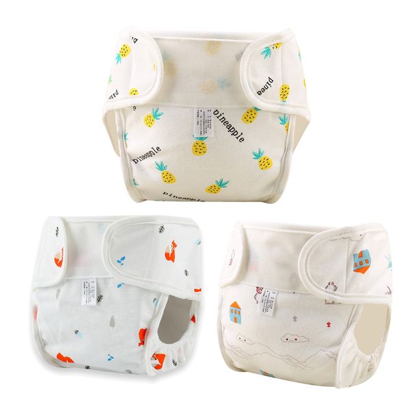

3pc cartoon washable baby cloth diaper pocket waterproof cotton baby diapers reusable cloth diaper nappies cover for newborn