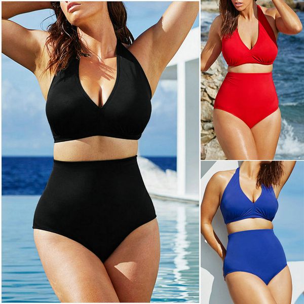 

2020 new bikinis women large size swimsuits high waist bikini push up bathing swim suit bikini set plus size swimwear xxxl, White;black