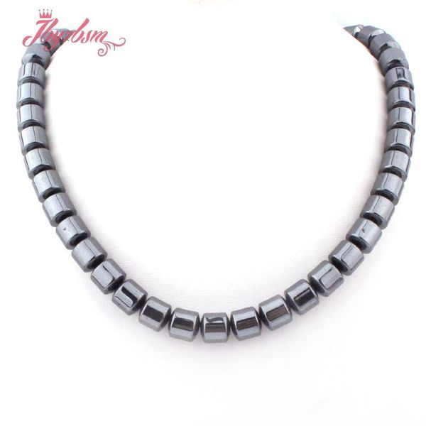 

10mm black drum (no magnetic) hematite natural stone beads for lady woman tribal fashion jewellery necklace 17.5" ing, Silver